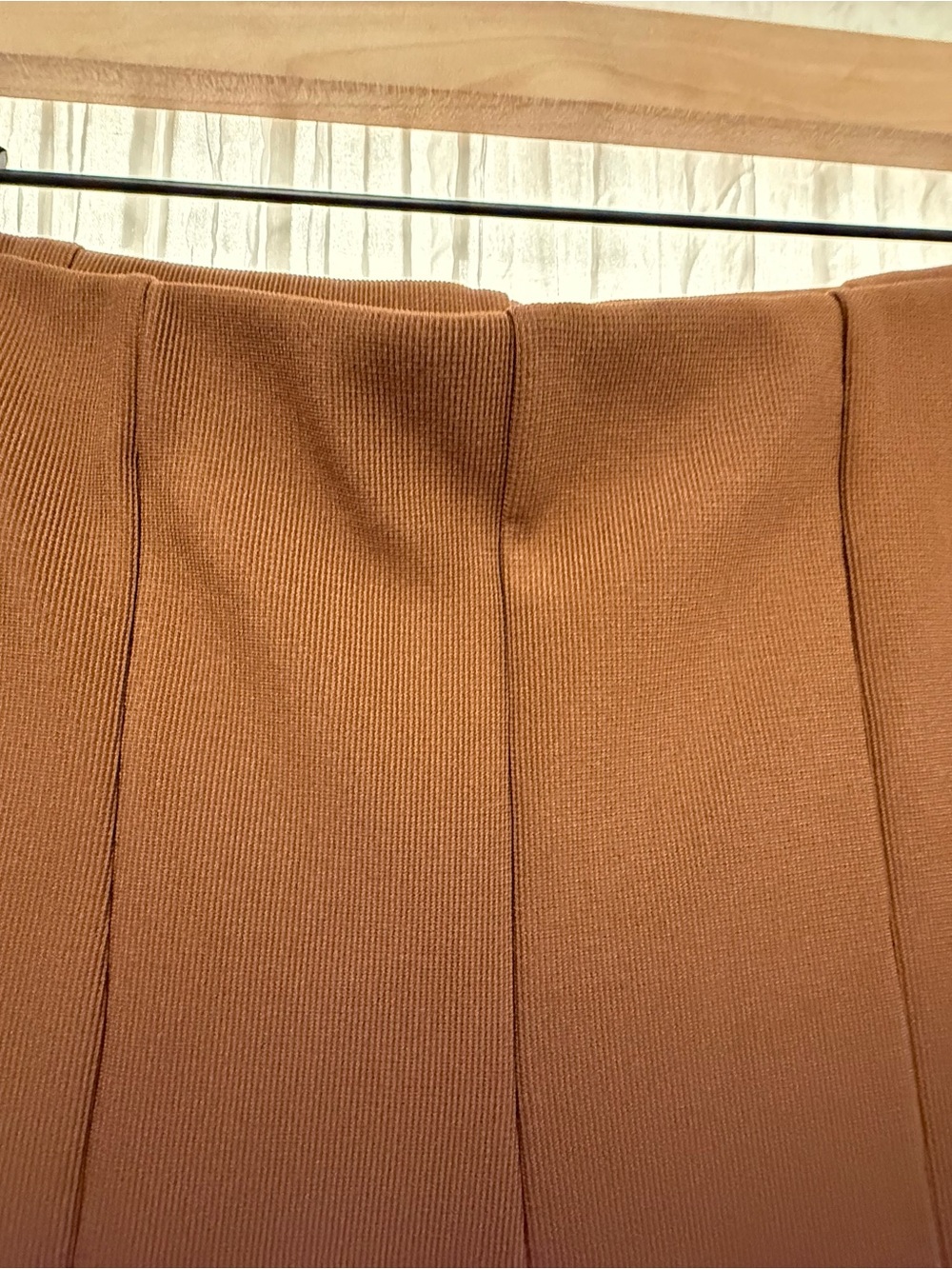 Never worn: Forever 21 High-Rise Brown Straight Leg Pants with Front Ankle Slit - Picture 5 of 8